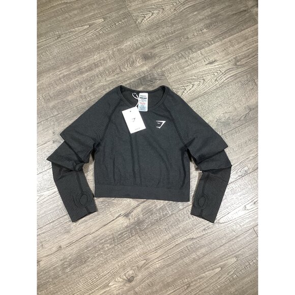 Gymshark Vital Seamless 2.0 Crop Top Black L Womens Activewear Gymwear Workout - Picture 1 of 8